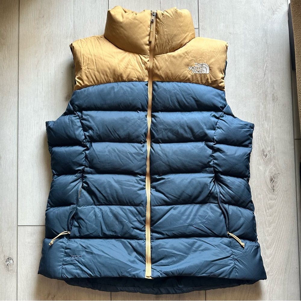 The North Face 700 Down Vest Tan Blue Gorpcore Y2K Women’s Size Medium